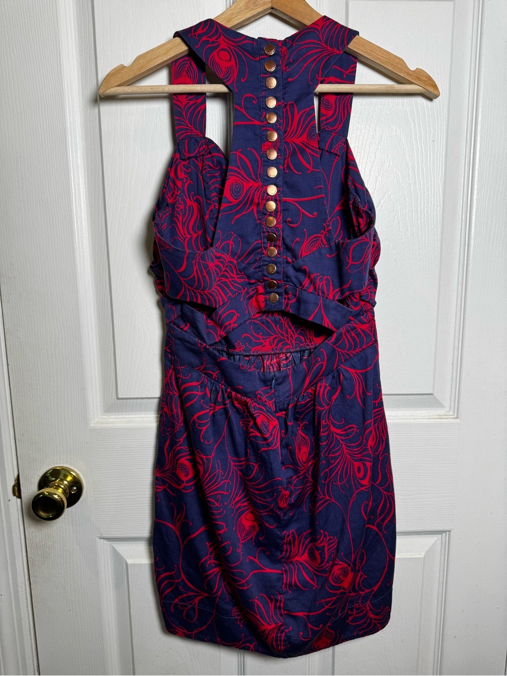 Rare Early FARM Rio Brazil Navy Dress Open Back Cotton Size Medium - Picture 11 of 11